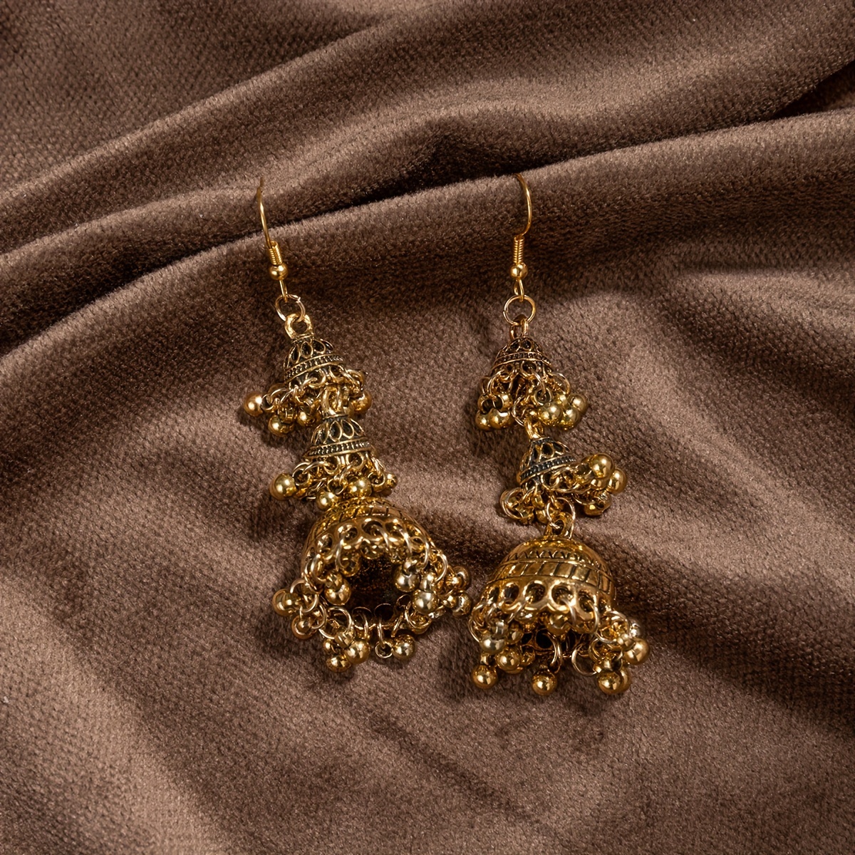 Women's Retro Ethnic Long Stud Bell Earrings, Daily Party Wear